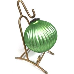 VTG Kugel Midwest Christmas Ornament Iridescent Lime Green Ribbed Glass Lg 4.5"